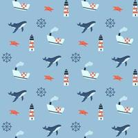 marine seamless pattern vector