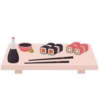 sushi set and chopsticks vector