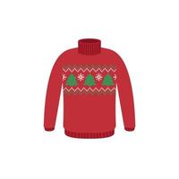 Vector ugly sweaters for Christmas party. Knitted jumpers with winter patterns esp
