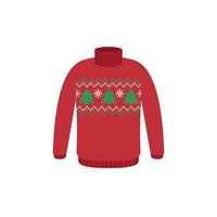 Vector ugly sweaters for Christmas party. Knitted jumpers with winter patterns esp