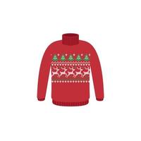 Vector ugly sweaters for Christmas party. Knitted jumpers with winter patterns esp