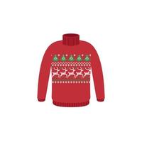 Vector ugly sweaters for Christmas party. Knitted jumpers with winter patterns esp