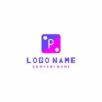 initial p logo vector with box and white background eps file