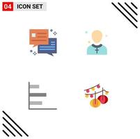 Set of 4 Vector Flat Icons on Grid for chat graphic christian man performance Editable Vector Design Elements