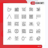 Pictogram Set of 25 Simple Lines of top dollar box bombshell close Editable Vector Design Elements