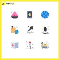 9 Thematic Vector Flat Colors and Editable Symbols of wifi internet of things no mobile internet design Editable Vector Design Elements