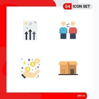 Pack of 4 Modern Flat Icons Signs and Symbols for Web Print Media such as arrow deal graph agreement partners Editable Vector Design Elements