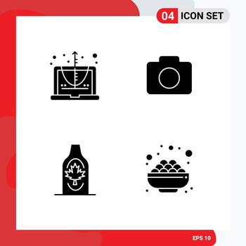 Pack of 4 Modern Solid Glyphs Signs and Symbols for Web Print Media such as calculate canada equation image maple Editable Vector Design Elements