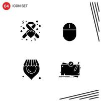 4 Universal Solid Glyphs Set for Web and Mobile Applications donation location ribbon gadget supermarket Editable Vector Design Elements