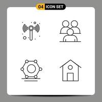 Universal Icon Symbols Group of 4 Modern Filledline Flat Colors of technology network business group home Editable Vector Design Elements