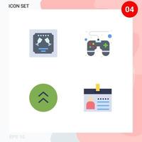 Pack of 4 Modern Flat Icons Signs and Symbols for Web Print Media such as card direction letter remote badge Editable Vector Design Elements