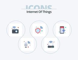 internet de las cosas paquete de iconos planos 5 diseño de iconos. en línea. Wifi. comunicación. blindaje. cortafuegos vector