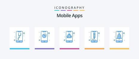 Mobile Apps Blue 5 Icon Pack Including ux. interface. app. edit. app. Creative Icons Design vector