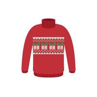 Vector ugly sweaters for Christmas party. Knitted jumpers with winter patterns esp