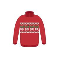 Vector ugly sweaters for Christmas party. Knitted jumpers with winter patterns esp