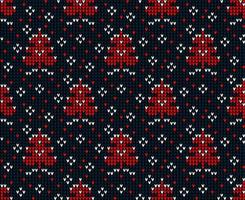 Knitted Christmas and New Year pattern. Wool Knitting Sweater Design. Wallpaper wrapping paper textile print. vector