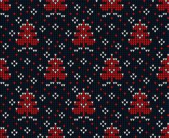 Knitted Christmas and New Year pattern. Wool Knitting Sweater Design. Wallpaper wrapping paper textile print. vector