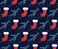 Vector festive Christmas or New Year seamless pattern in Christmas sock