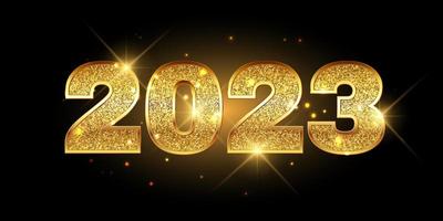 Glittery gold Happy New Year banner design vector