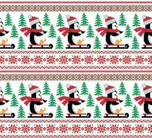 New Year's Christmas pattern pixel in penguins vector illustration