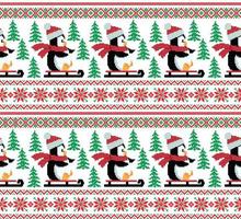 New Year's Christmas pattern pixel in penguins vector illustration