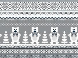 New Year's Christmas pattern pixel in bears vector illustration