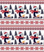 New Year's Christmas pattern pixel in penguins vector illustration