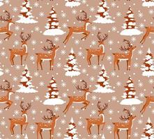 Vector festive Christmas or New Year seamless pattern in deer.