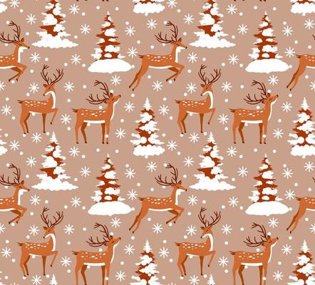 Vector festive Christmas or New Year seamless pattern in deer.