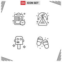 Line Pack of 4 Universal Symbols of schedule robot plant tube flip flops Editable Vector Design Elements