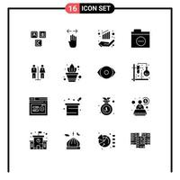 Group of 16 Solid Glyphs Signs and Symbols for error negative left folder finance Editable Vector Design Elements