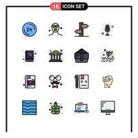 16 iconos creativos signos y símbolos modernos de micrófono de conversación poste indicador de micrófono de relajación elementos de diseño de vectores creativos editables