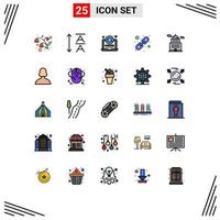 Universal Icon Symbols Group of 25 Modern Filled line Flat Colors of avatar government coding building logical linking Editable Vector Design Elements