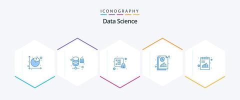 Data Science 25 Blue icon pack including graph. analytics. server. page. rack vector