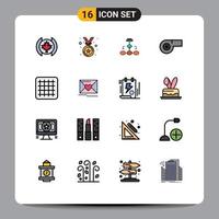 Set of 16 Modern UI Icons Symbols Signs for mail gird business whistle workflow Editable Creative Vector Design Elements