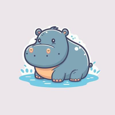 Hippo Food Kawaii Character Set Vector Download