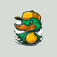 cool duck or goose character logo mascot icon for branding in cartoon vector