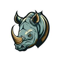 rhino head logo mascot character. rhinoceros wild animal zoo cartoon icon vector