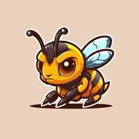 flying honey bee bumblebee character logo mascot flat vector