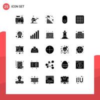 Modern Set of 25 Solid Glyphs and symbols such as badge gird top wireless apple Editable Vector Design Elements