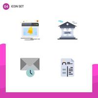 Flat Icon Pack of 4 Universal Symbols of web mail notification financial information protection curriculum Editable Vector Design Elements