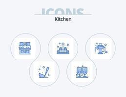 Kitchen Blue Icon Pack 5 Icon Design. . manual. eat. grinder. salt vector