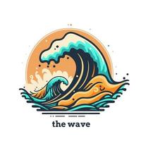 wave water logo art vector illustration. flat outline color icon background