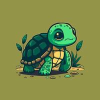 cute Turtle logo mascot icon sea animal character illustration in vector