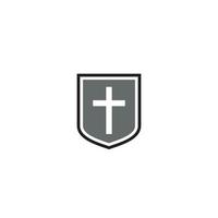 Shield and Cross logo or icon design vector