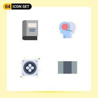 User Interface Pack of 4 Basic Flat Icons of book fan read hearing layout Editable Vector Design Elements