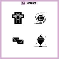 Pack of 4 Modern Solid Glyphs Signs and Symbols for Web Print Media such as bed decentralized electric bitcoin reply Editable Vector Design Elements