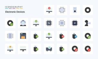 25 Devices Flat color icon pack vector