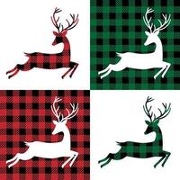 deer pattern at Buffalo Plaid. Festive background for design and print vector