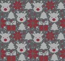 Knitted Christmas and New Year pattern. Wool Knitting Sweater Design. Wallpaper wrapping paper textile print. Eps 10 vector